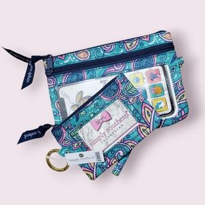 Simply Southern Blue and Pink Paisley Pouch Set NWT